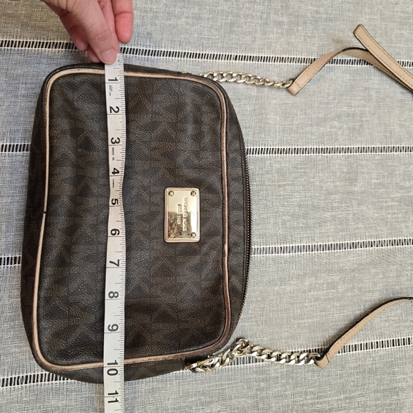 Michael Kors Dark Brown Monogram Crossbody Bag - Picture 3 of 11